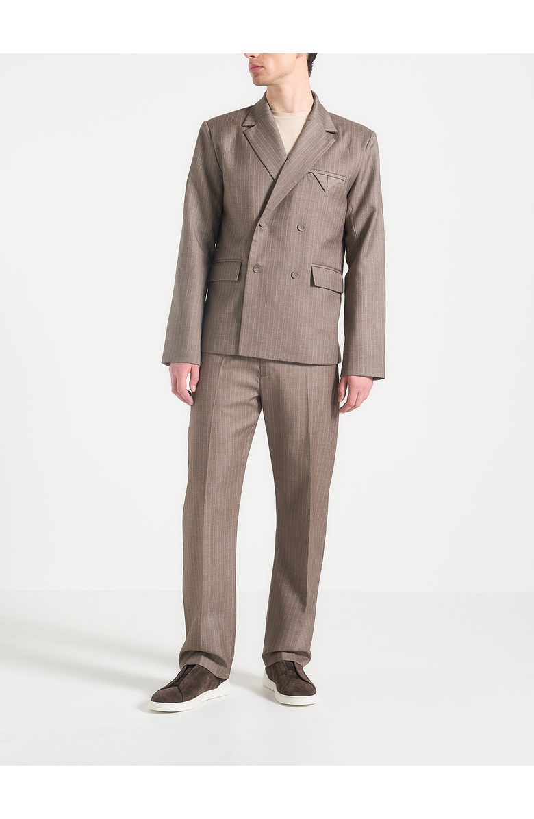 Manière De Voir Didier Double Breasted Pinstripe Suit Jacket, Alternate, color, Taupe