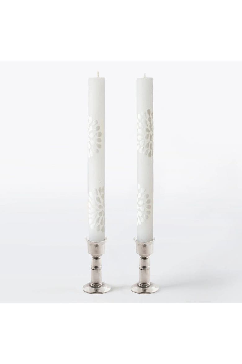 White on White Painted Candles - Set of 2, Main, color, White On White - 9"