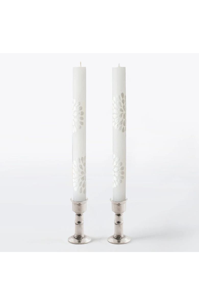 Thumbprint Artifacts White on White Painted Candles - Set of 2, Main, color, White On White - 9"