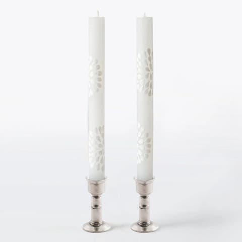 White on White Painted Candles - Set of 2