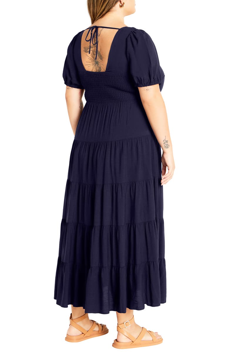 City Chic Mila Tiered Maxi Dress, Alternate, color, Navy