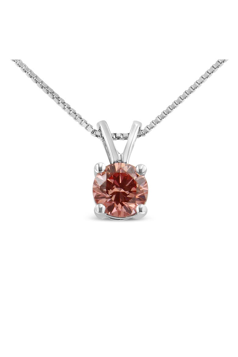 14K Gold 1/4 Cttw Lab Grown Diamond Solitaire Pendant Necklace, Main, color, Pink Diamond