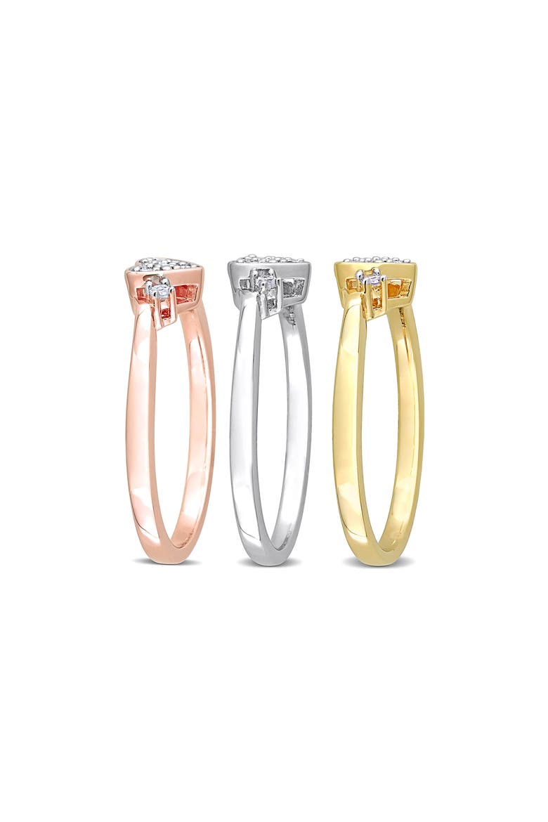 Set Of 3 Diamond Heart Rings - 0.3ct., Alternate, color, MULTI
