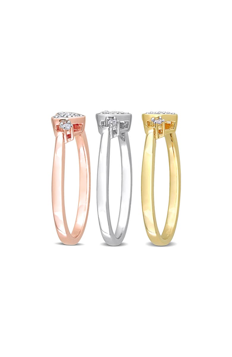 DELMAR Set Of 3 Diamond Heart Rings - 0.3ct., Alternate, color, Multi