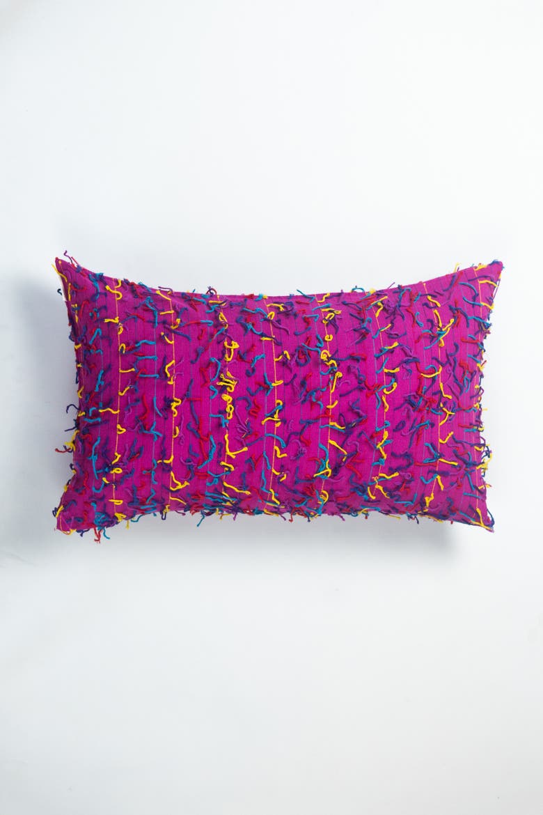 Handwoven Rosa Shag Pillows, Alternate, color, MAGENTA