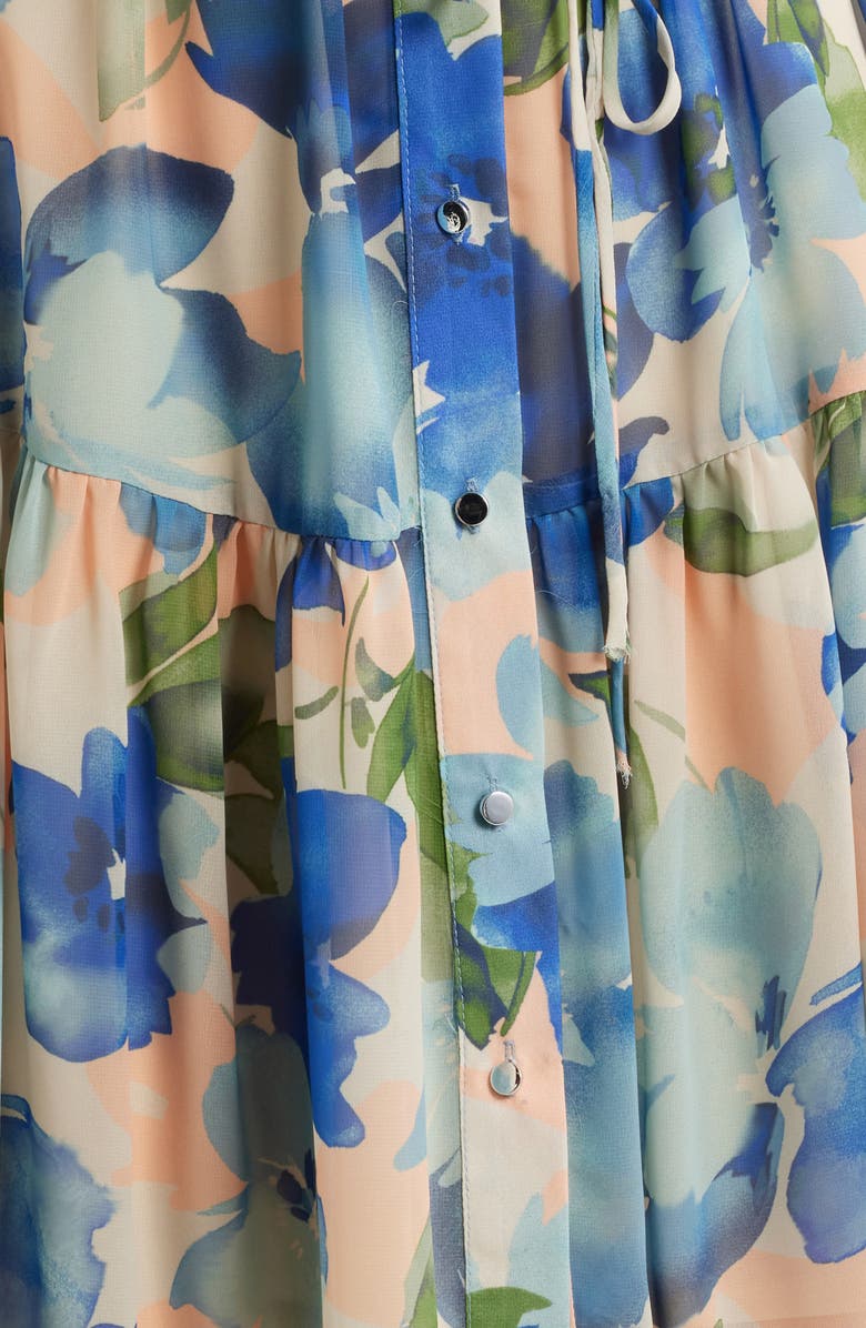 Julia Jordan Pleated Tie Waist Dress, Alternate, color, Blue Multi