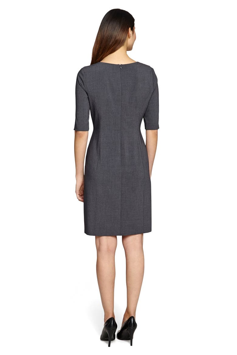 Bow Neck Bi-Stretch Sheath Dress, Alternate, color, CHARCOAL