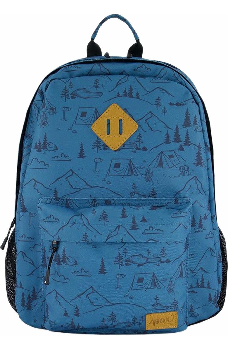 Deux par Deux Boy's Backpack Blue Camping Print, Main, color,