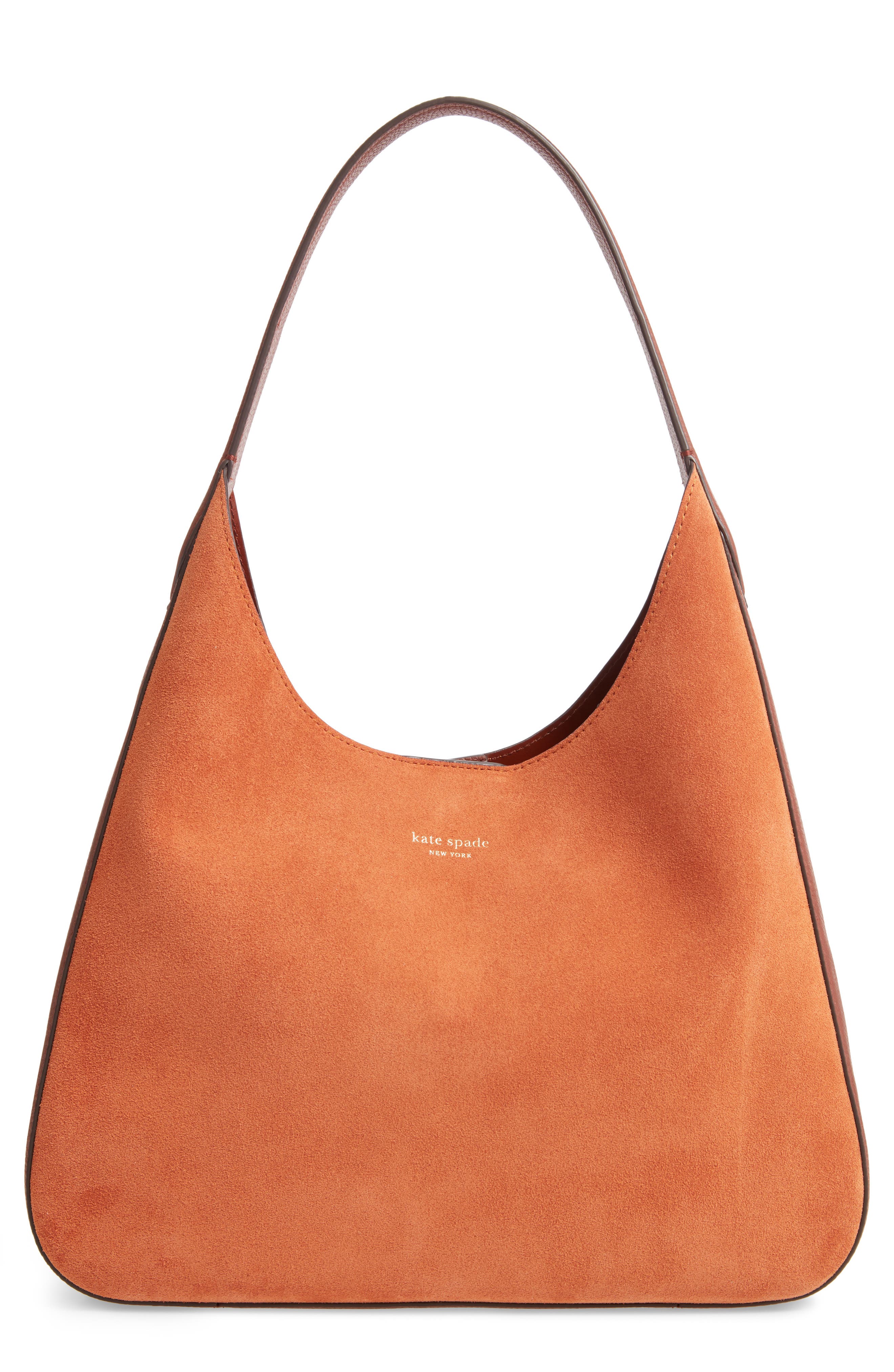 medium rita suede & leather hobo, Main, color, AMBER