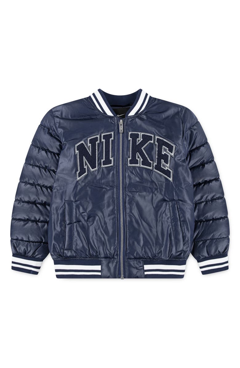Nike Kids' Puffer Baseball Jacket, Main, color, Midnight Navy