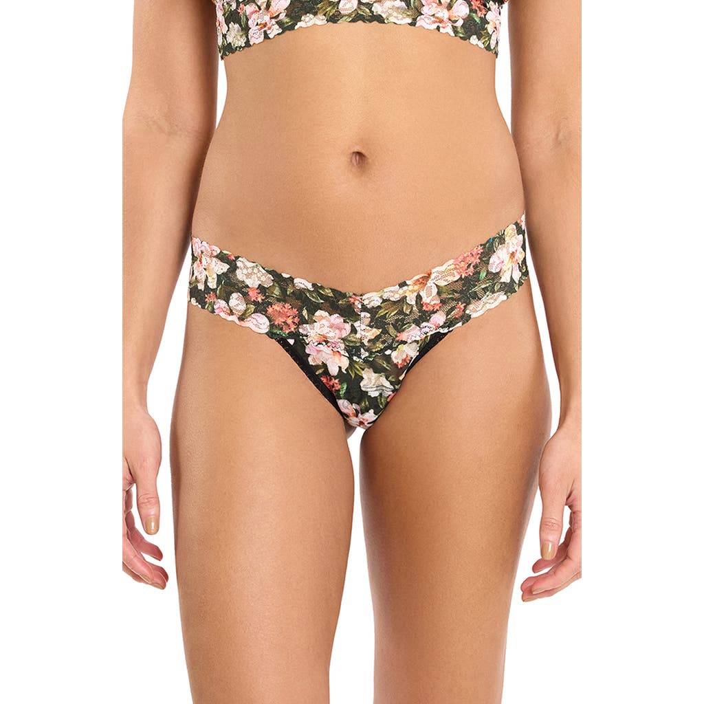 Hanky Panky Printed Signature Lace Original Rise Thong In Black
