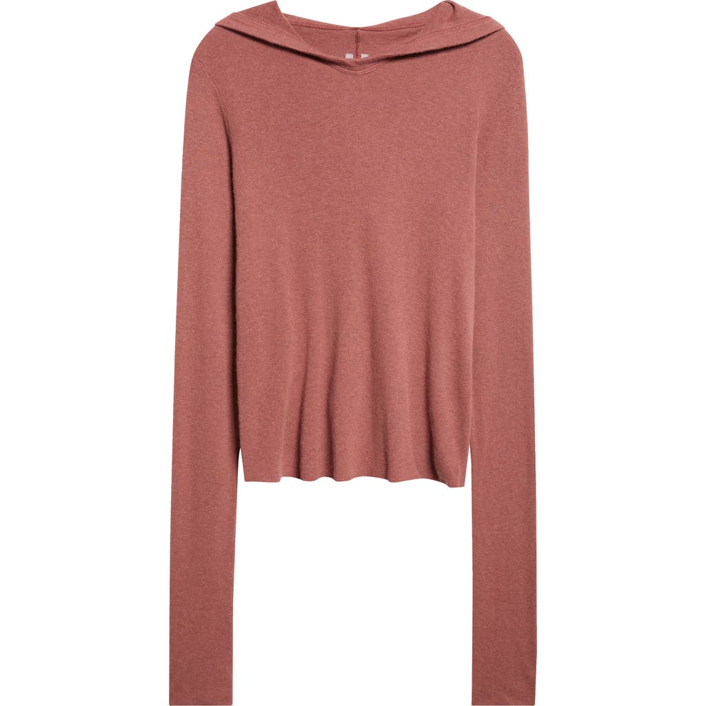 Rick Owens Rib Crop Hoodie In Red