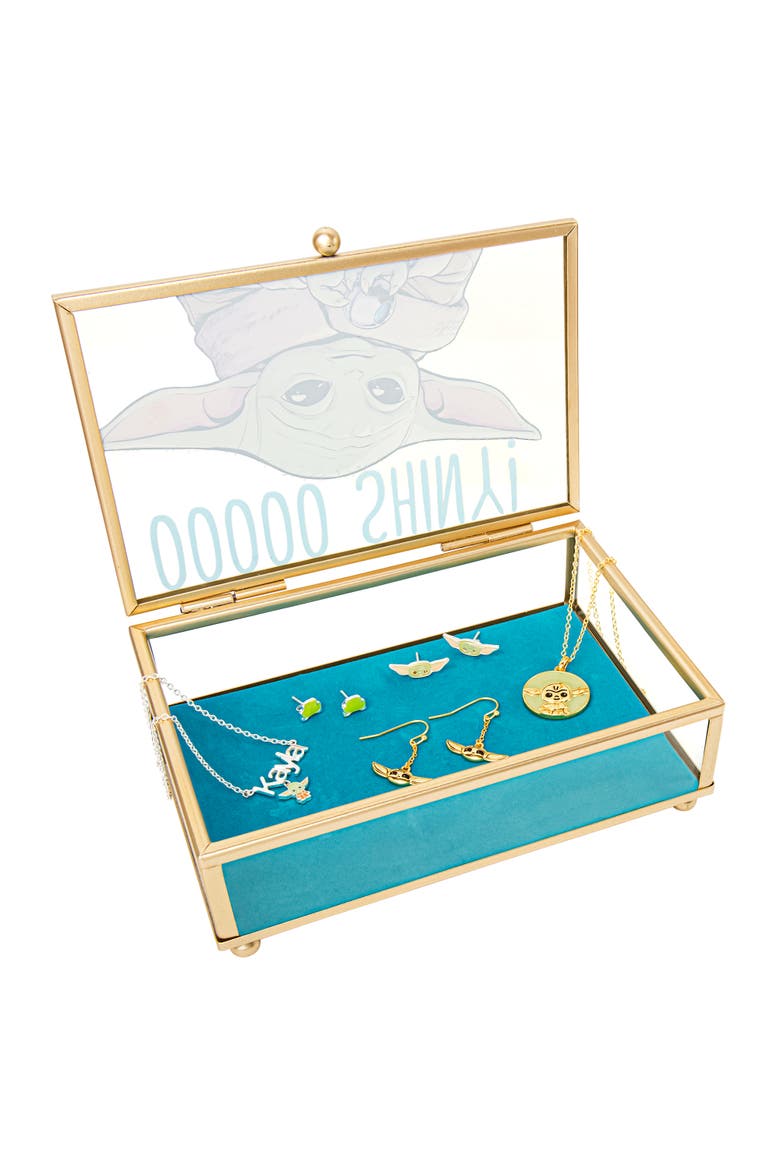 The Mandalorian Grogu OOOOO SHINY! Gold Trim Glass Jewelry Box, Alternate, color, Multi