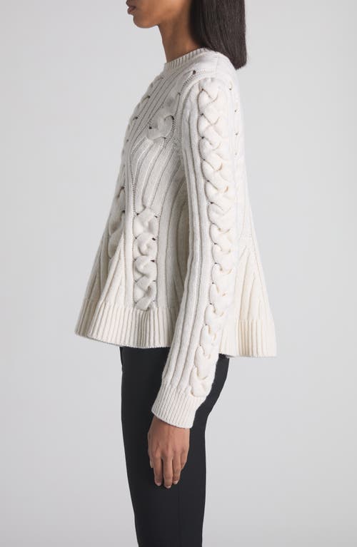 Alexander Mcqueen Peplum Cable-knit Wool Cashmere Sweater In White