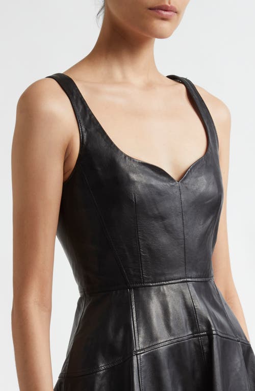 Shop Ulla Johnson Thais Sleeveless Leather Minidress In Noir