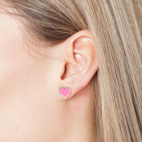 The Lovery Fine Jewelry Large Bubblegum Pink Heart Stud Earrings In Pink