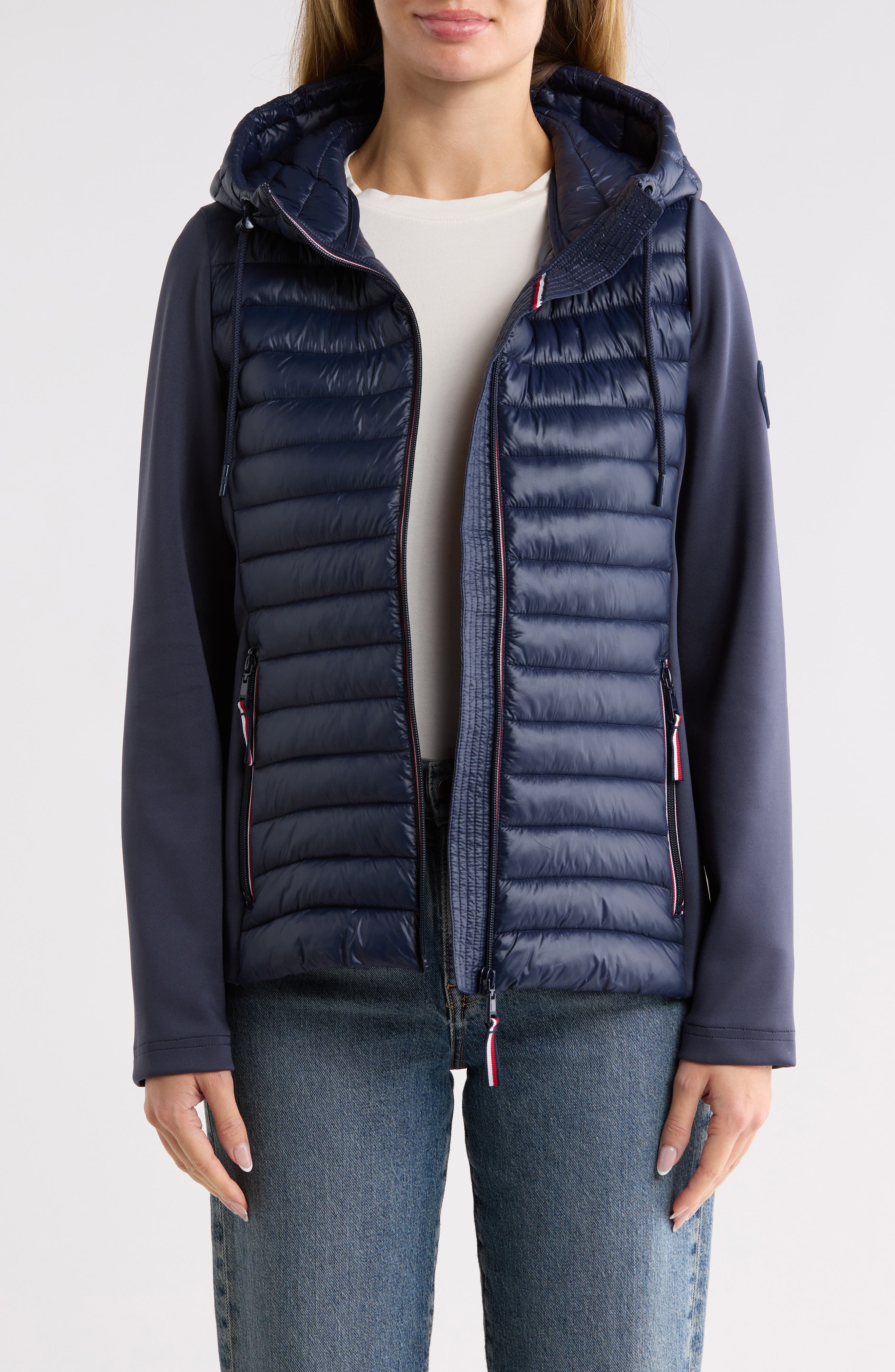 Tommy Hilfiger Mixed Media Puffer Jacket (Women) | Nordstromrack