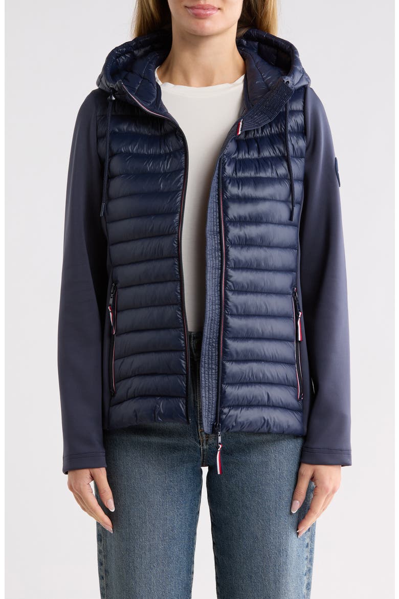 Mixed Media Puffer Jacket, Alternate, color, DK NAVY