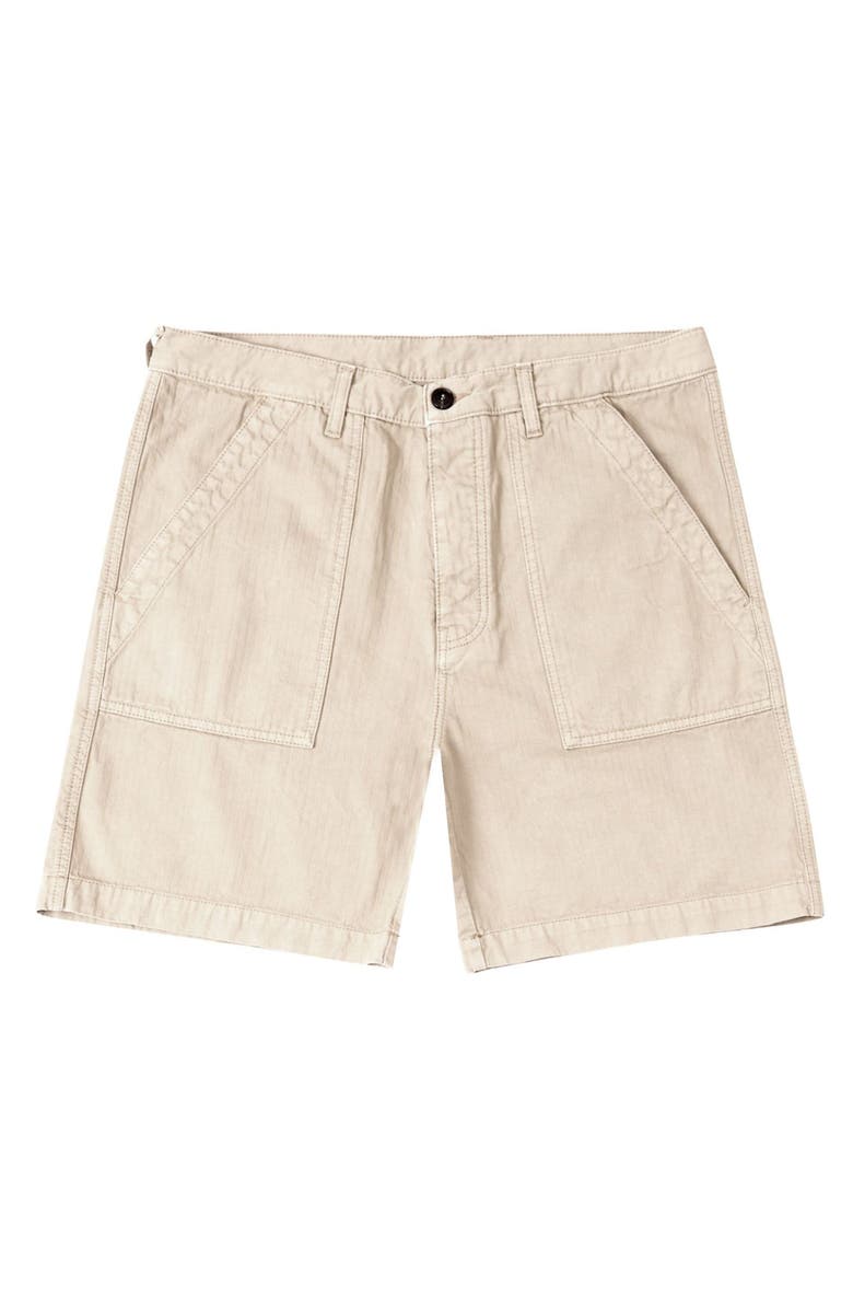 Fortela Military Inspired Herringbone Shorts, Main, color, Ecru