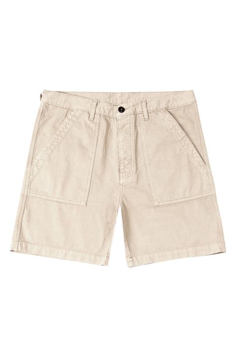 Military Inspired Herringbone Shorts