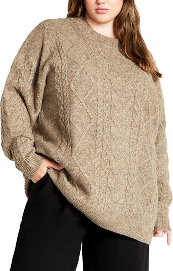 City Chic Jojo Oversize Fisherman Sweater Nordstrom