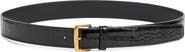 Saint Laurent Square Buckle Croc Embossed Leather Belt