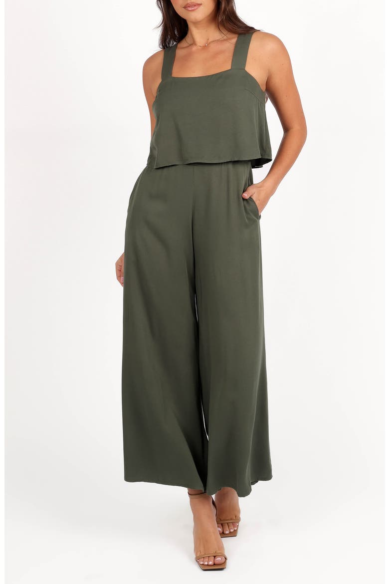 Delia Popover Wide Leg Jumpsuit, Main, color, KHAKI