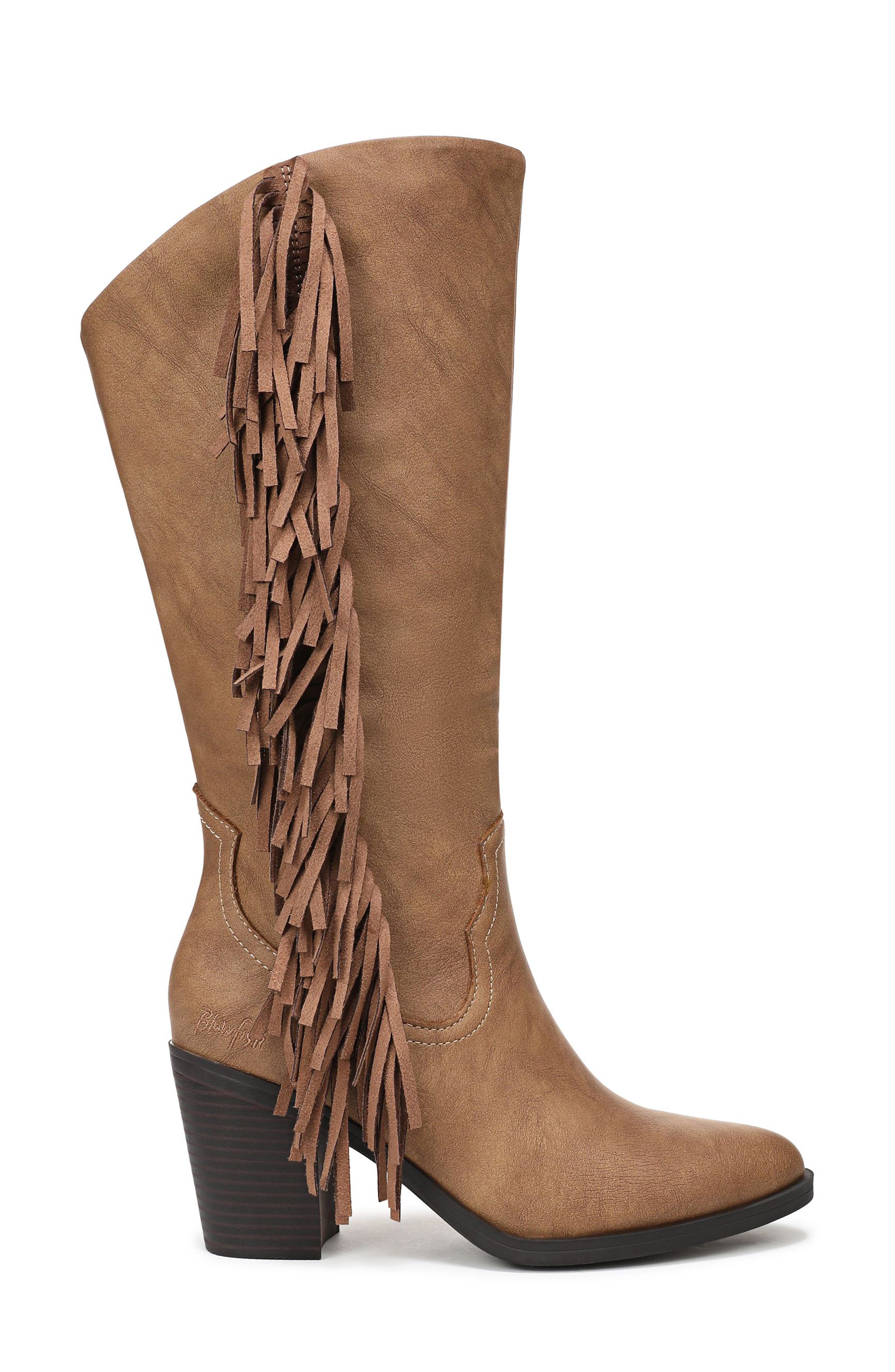 Criss 2 Fringe Knee High Boot, Alternate, color, TAN FAUX NUBUCK