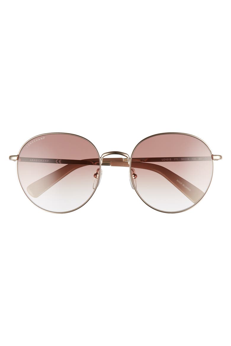 56mm Round Sunglasses, Alternate, color, ROSE GOLD/ NUDE