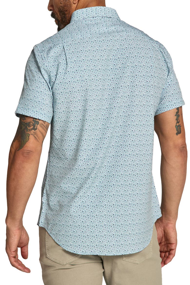 Leandro Floral Short Sleeve Performance Button-Up Shirt, Alternate, color, SEAFOAM