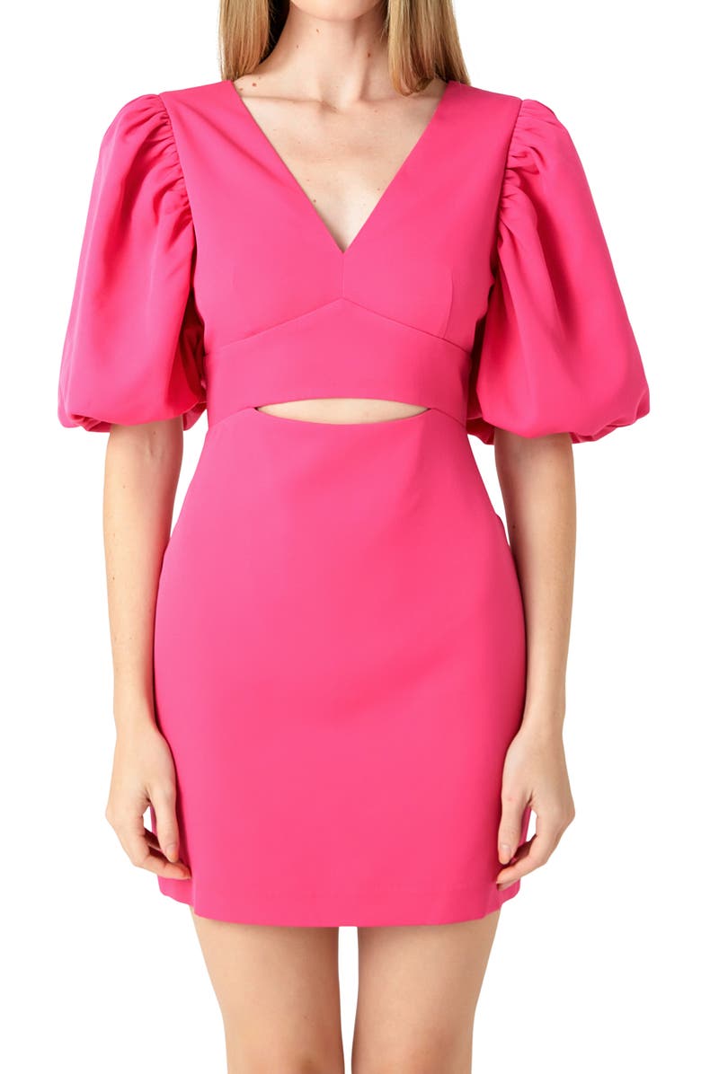 Endless Rose Puff Sleeve Cutout Minidress, Alternate, color, Pink