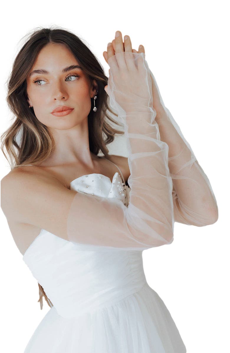 Untamed Petals Minimalist Sheer Gloves, Alternate, color, Ivory