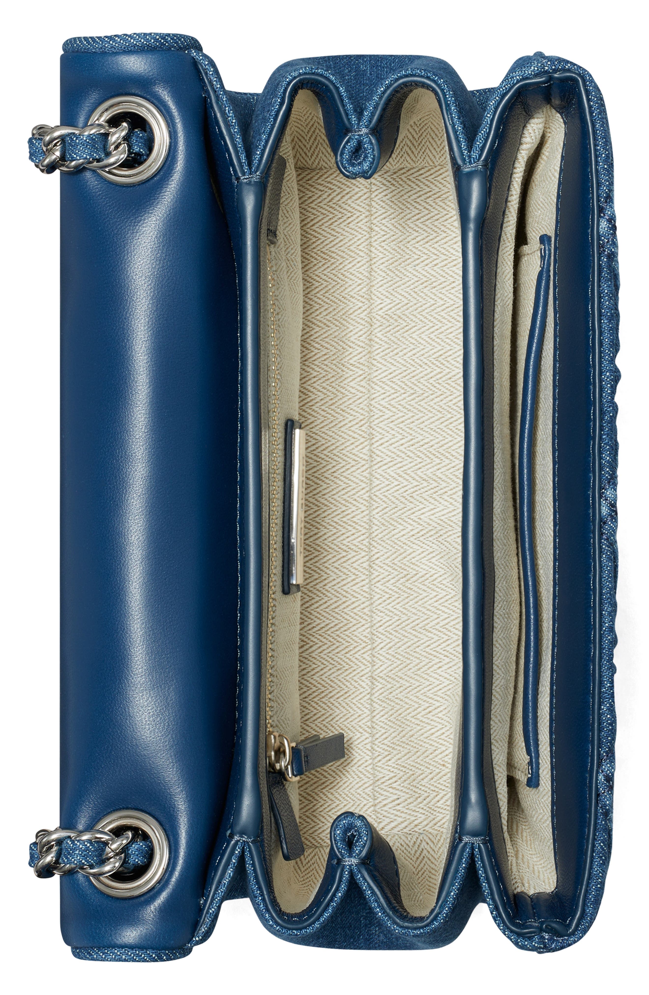 Tory Burch Small Fleming Soft Denim Convertible Shoulder Bag, Alternate, color, 