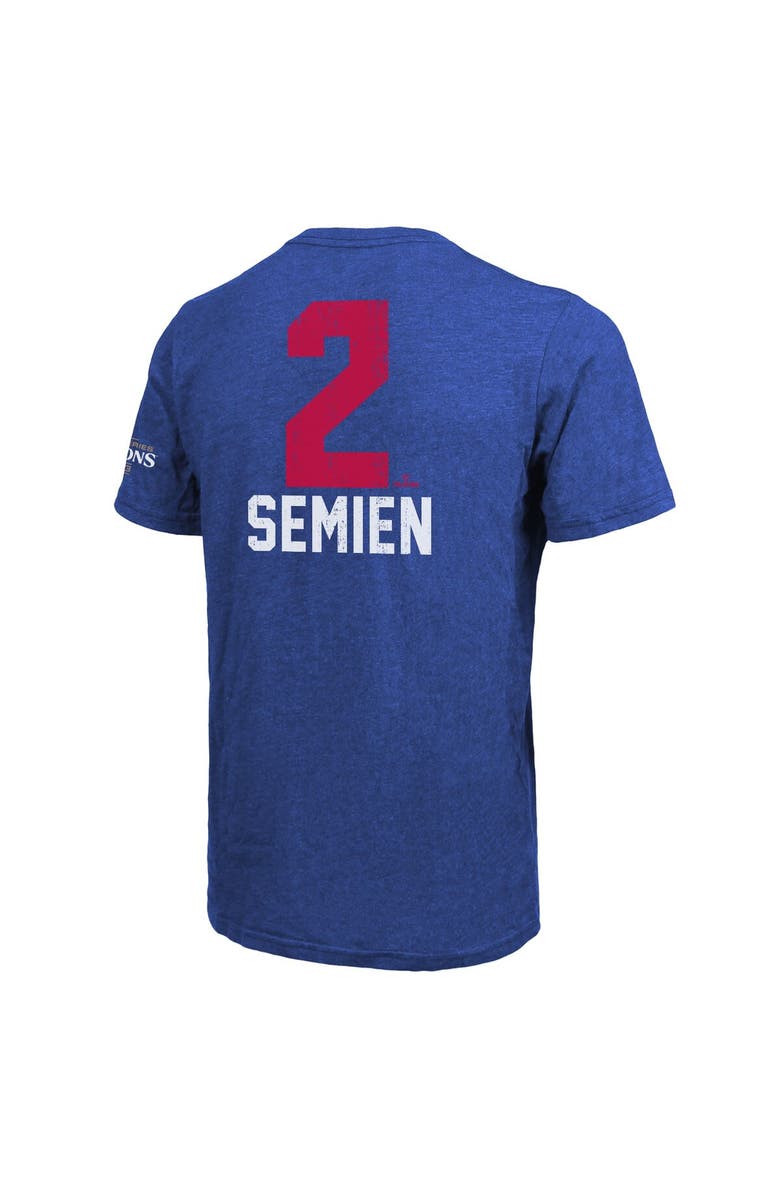 Majestic Threads Men's Majestic Threads Marcus Semien Royal Texas Rangers 2023 World Series Champions Name & Number T-Shirt, Alternate, color,