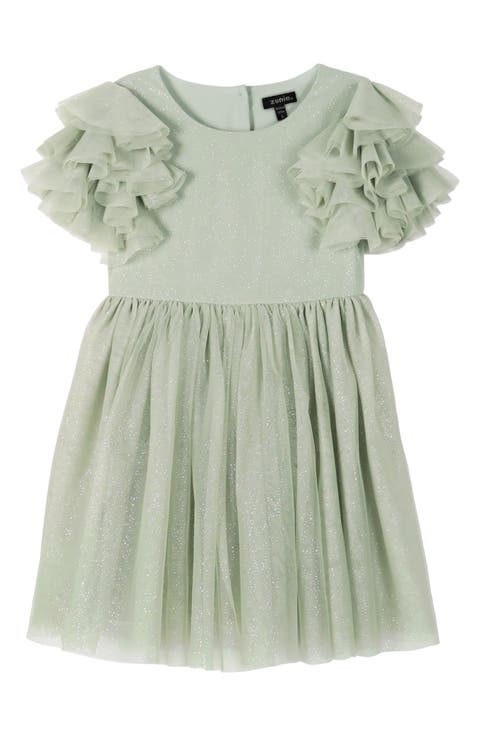 Kids' Glitter Ruffle Mesh Party Dress (Toddler, Little Kid & Big Kid)