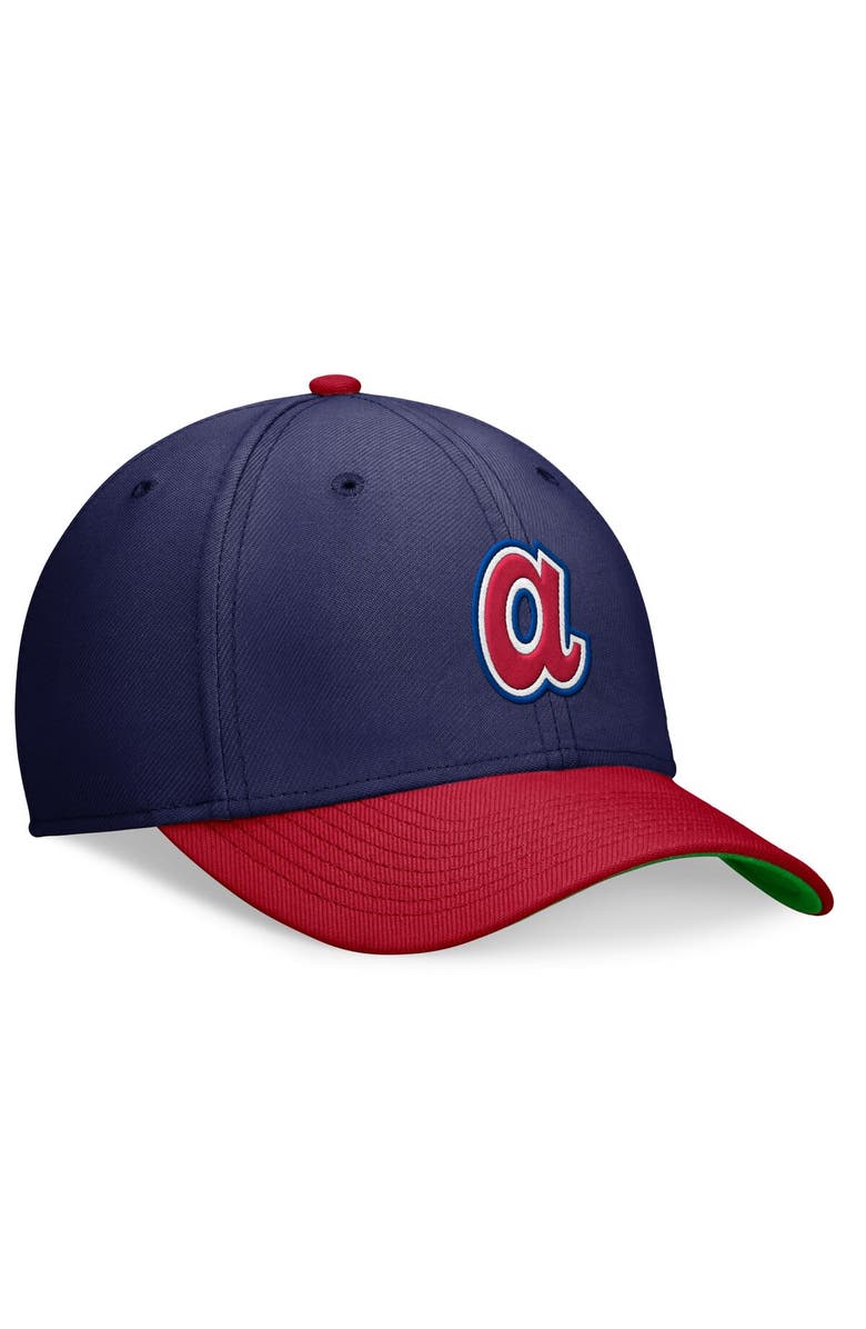 Nike Men's Nike Navy/Red Atlanta Braves Cooperstown Collection Rewind Swooshflex Performance Hat, Alternate, color, 