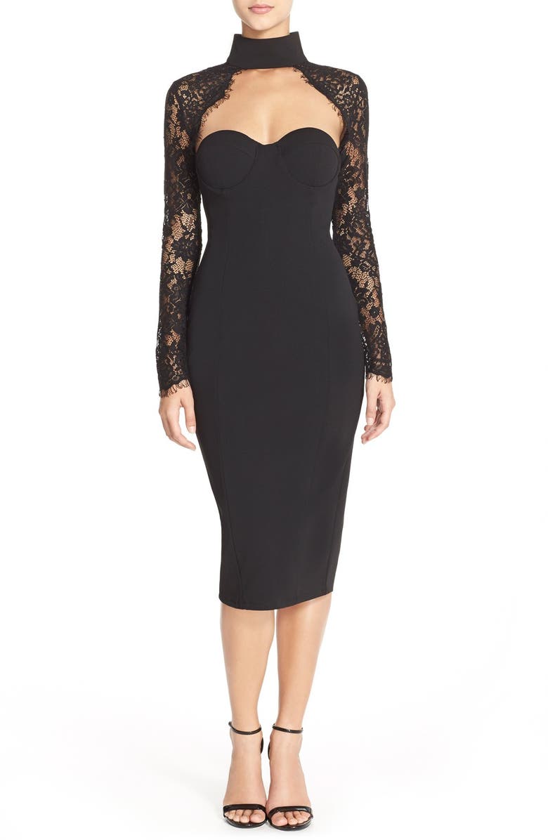 MISHA COLLECTION 'Carolena' Lace & Jersey Midi Dress, Alternate, color, 
