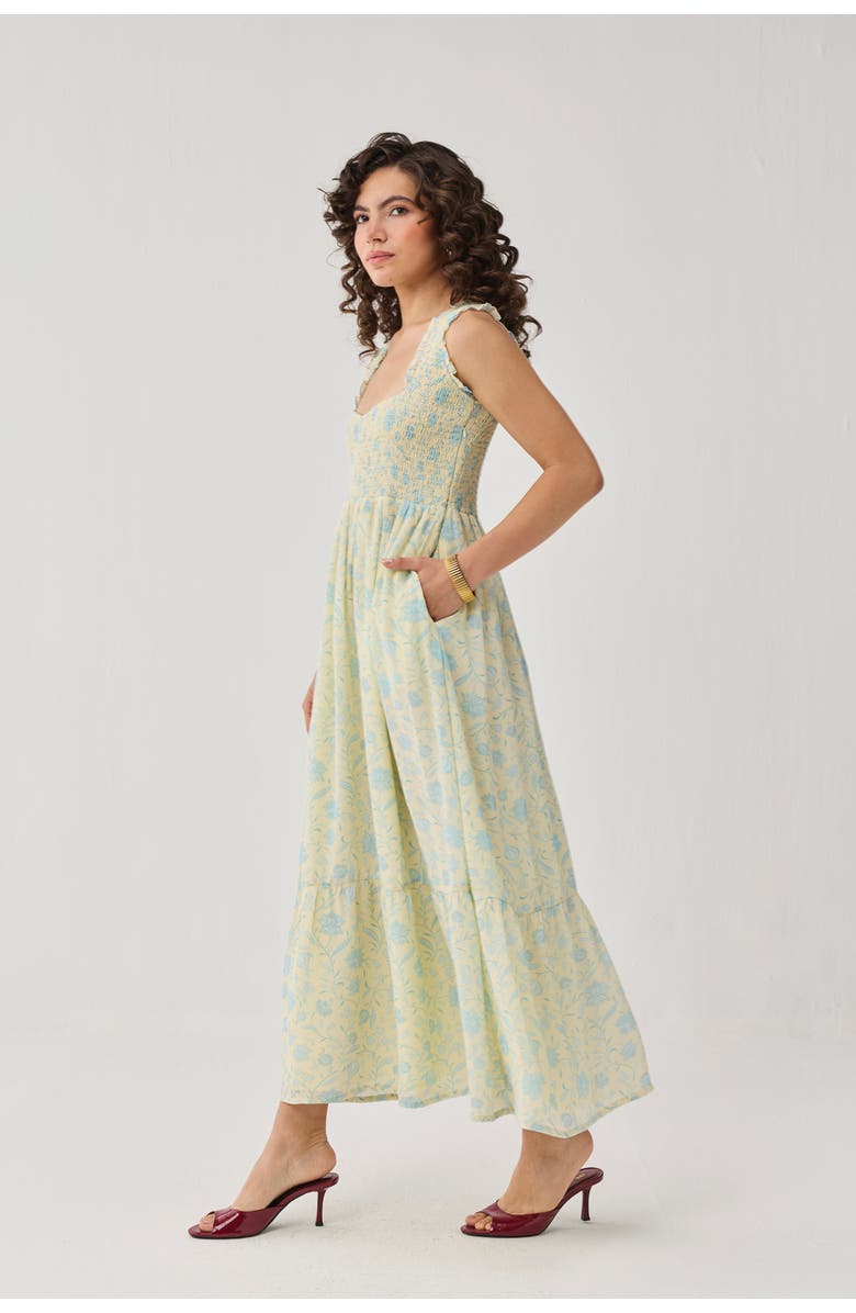Reistor Smocked Maxi Dress, Alternate, color, Butter Bloom