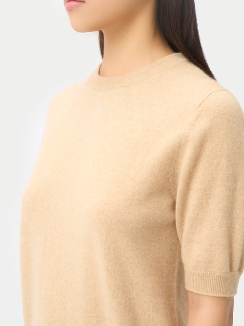 Gobi Mongolian Cashmere Elbow-length Sleeve Cashmere Sweater In Sand