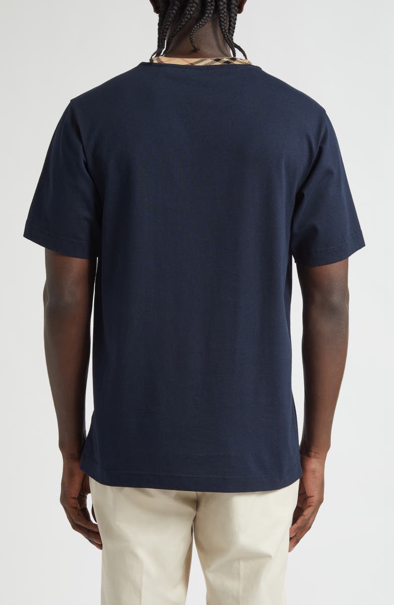 Burberry Ryan Check Trim T-Shirt, Alternate, color, Navy