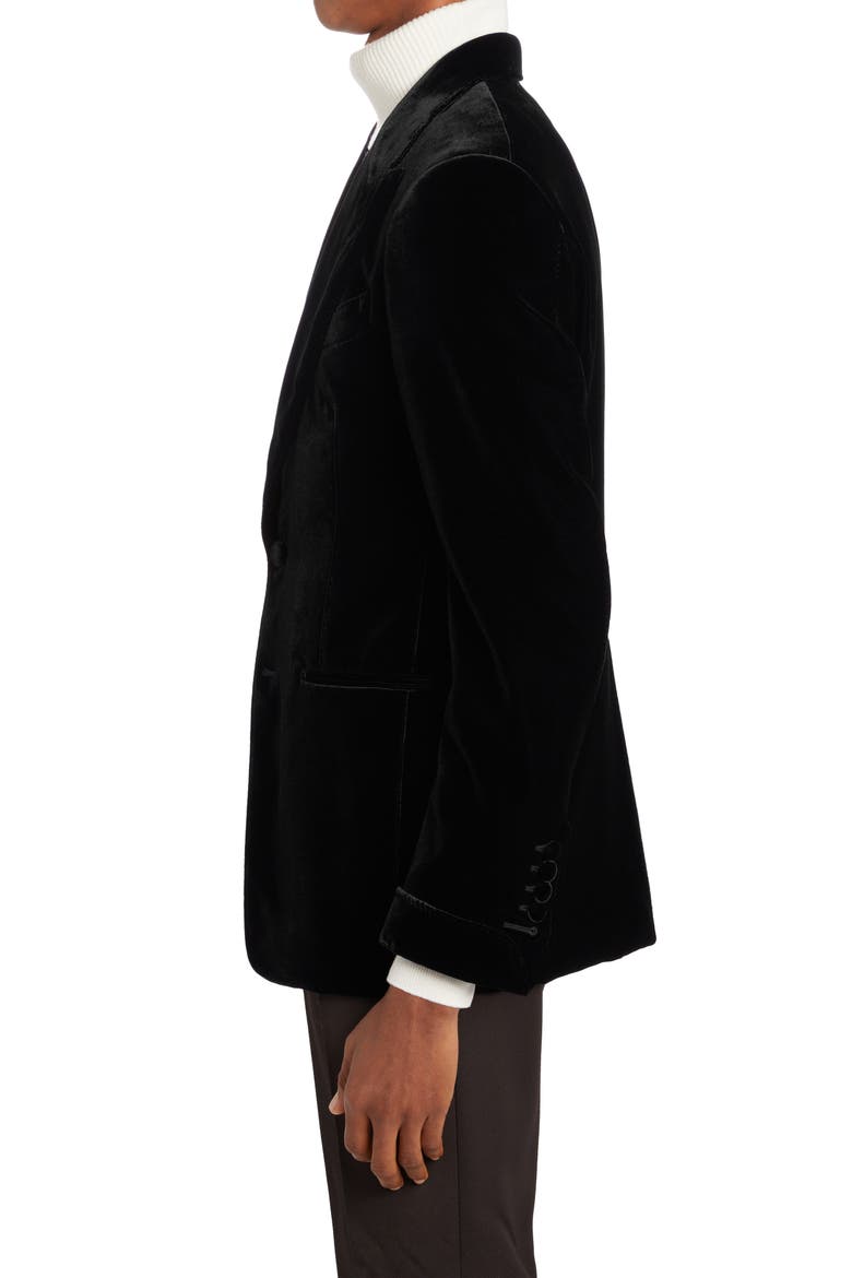 Shelton Fluid Velvet Cocktail Jacket, Alternate, color, BLACK