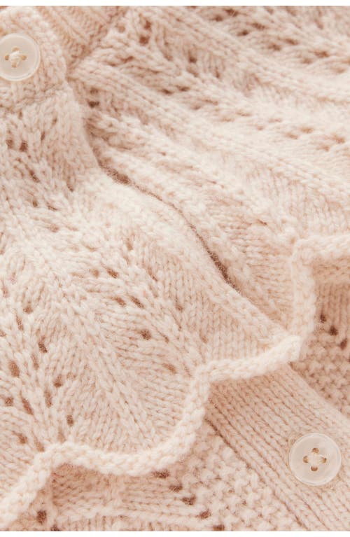 Boden Scallop Collar Wool, Cotton & Alpaca Pointelle Cardigan In Neutral