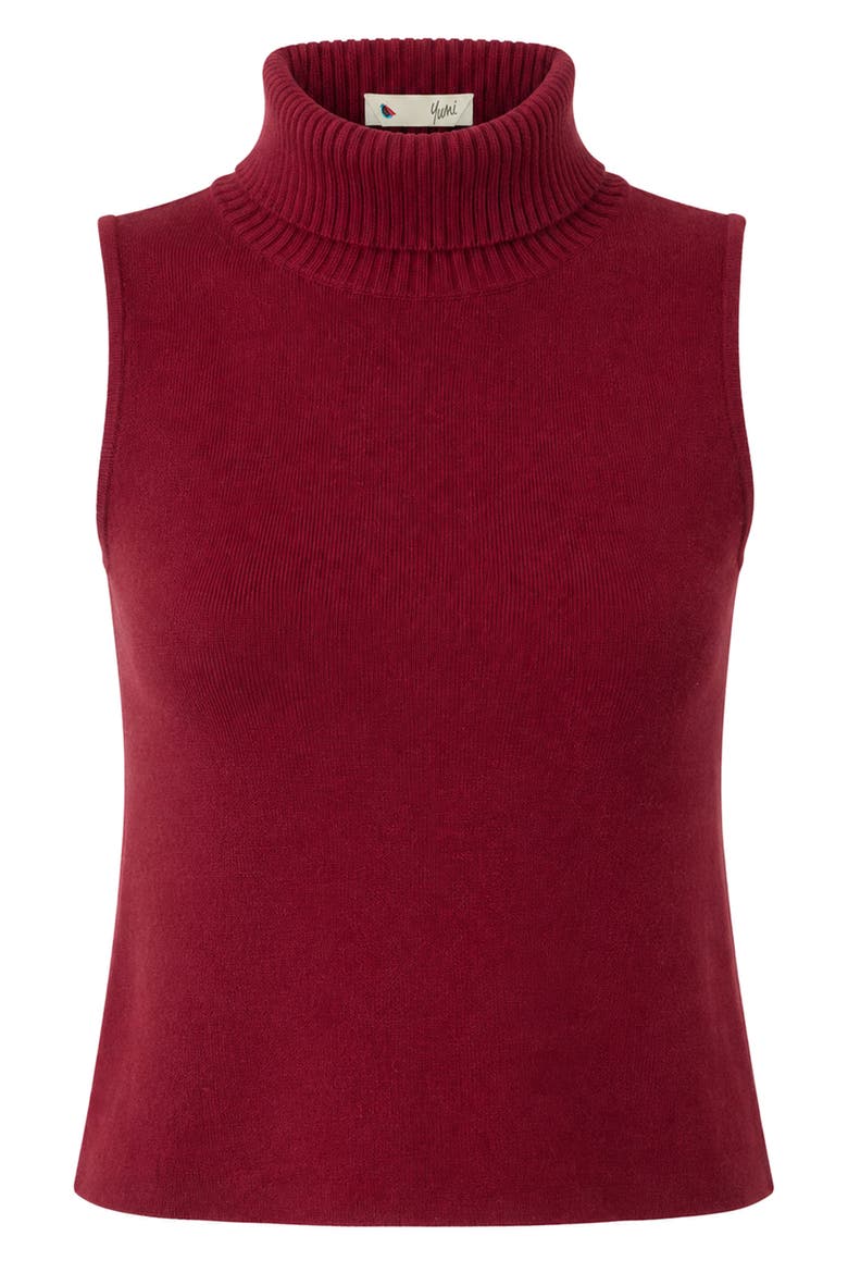 High Neck Knitted Sleeveless Sweater, Alternate, color, Burgundy