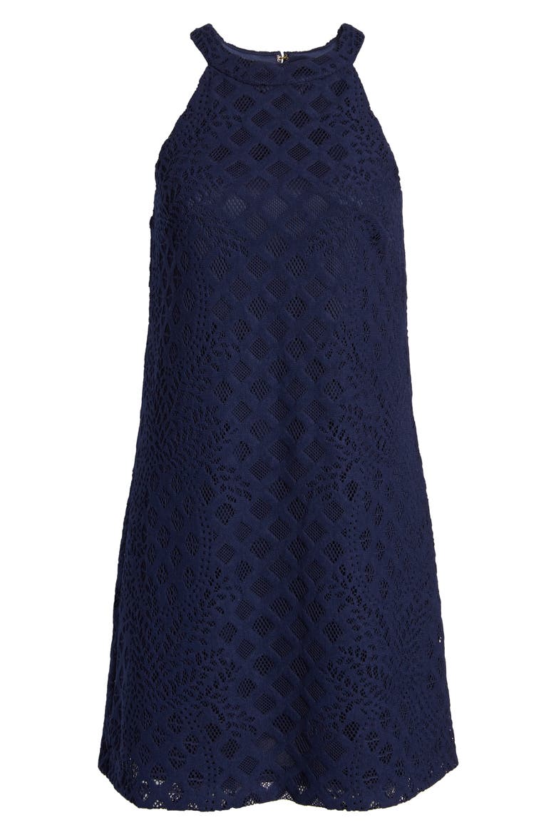 Rayanne Lace Shift Dress, Alternate, color, TRUE NAVY PINEAPPLE GEO LACE