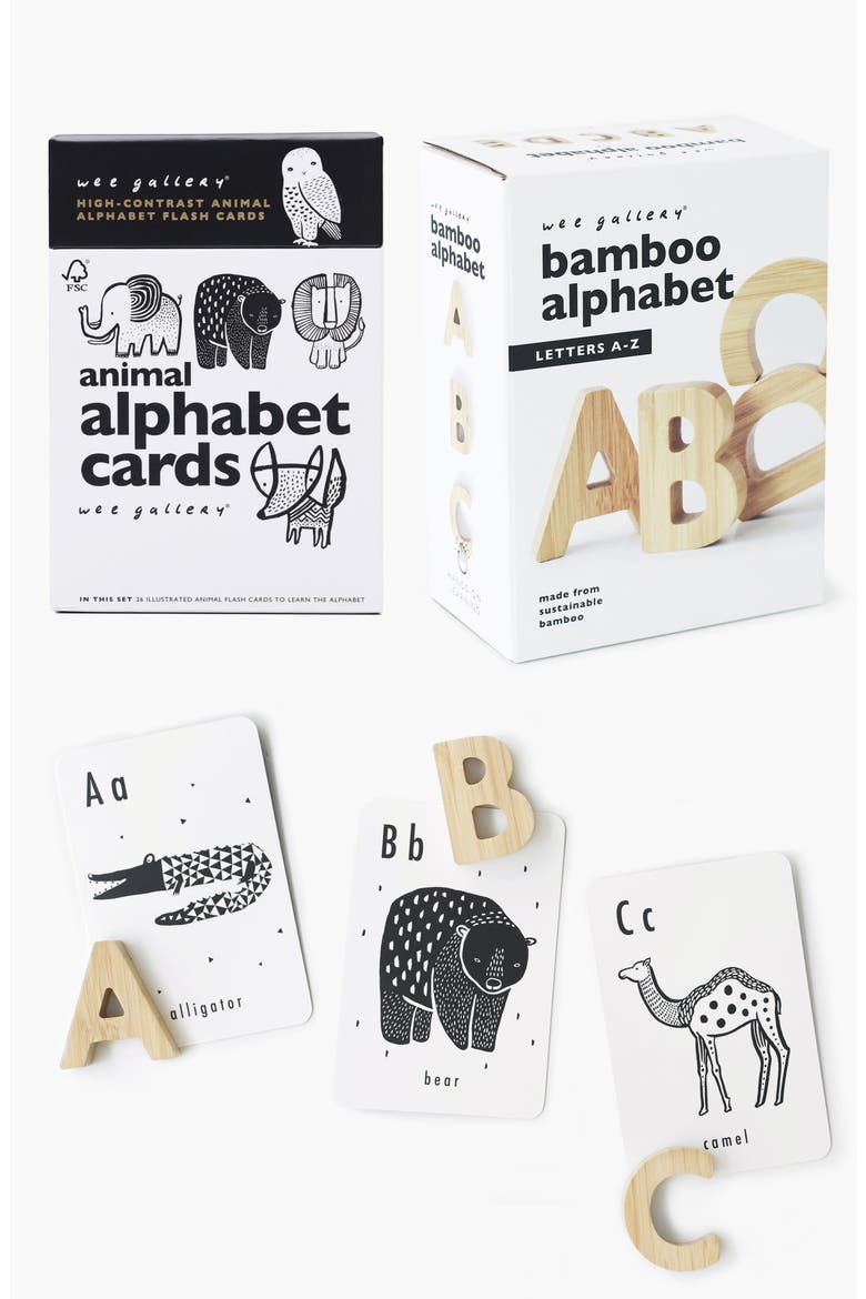 Wooden Alphabet Letters and Animal Alphabet Cards Bundle, Main, color, Alphabet
