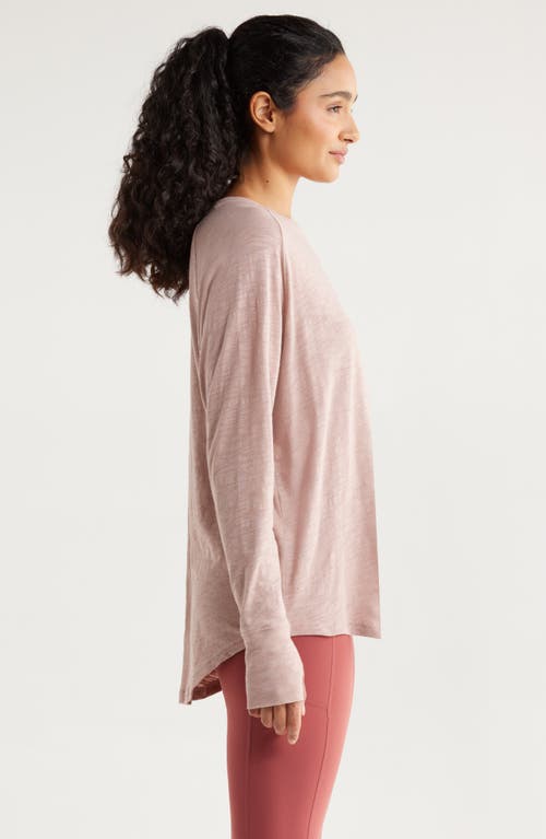 Zella Relaxed Washed 2.0 Long Sleeve Slub Tee In Gray