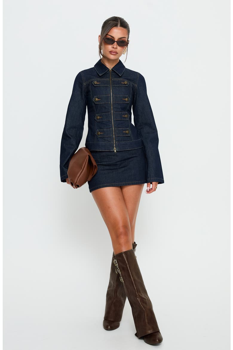 Cristen Cadet Denim Jacket, Alternate, color, INDIGO