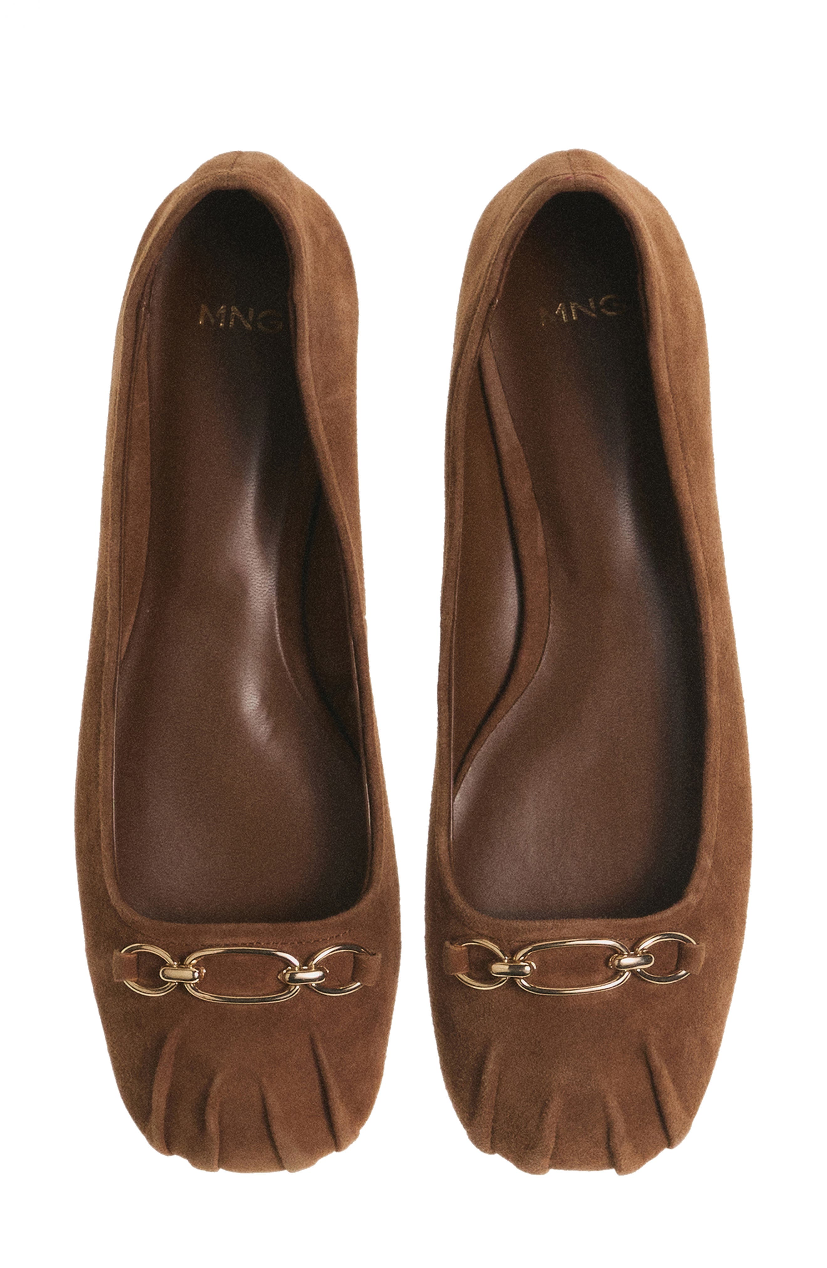 MANGO Link Ballet Flat, Alternate, color, Medium Brown