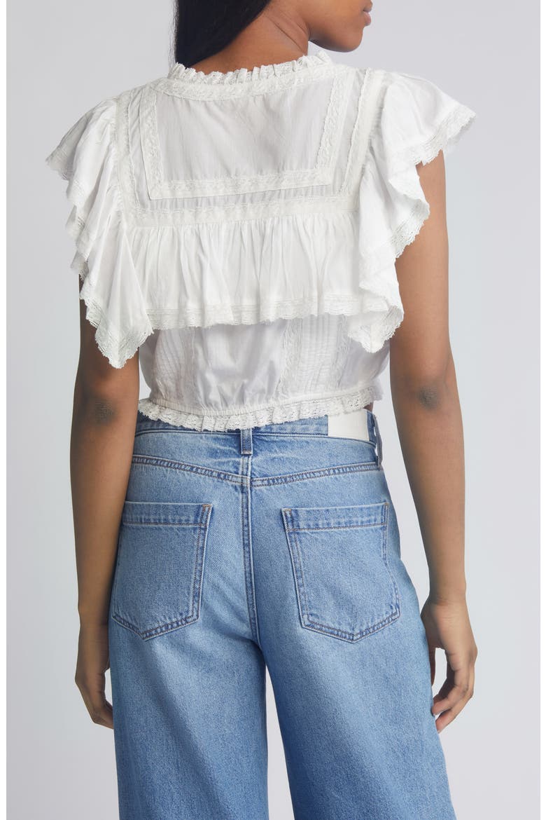Nora Lace Ruffle Crop Top, Alternate, color, ANTIQUE WHITE