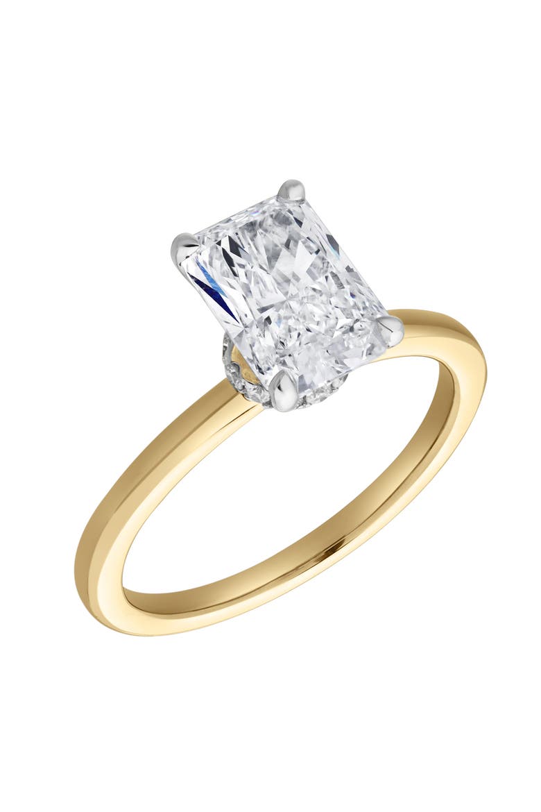 Tia 14K Gold Radiant Lab Grown Diamond Hidden Halo Ring - 2.1 Ct, Alternate, color, 14K Yellow Gold